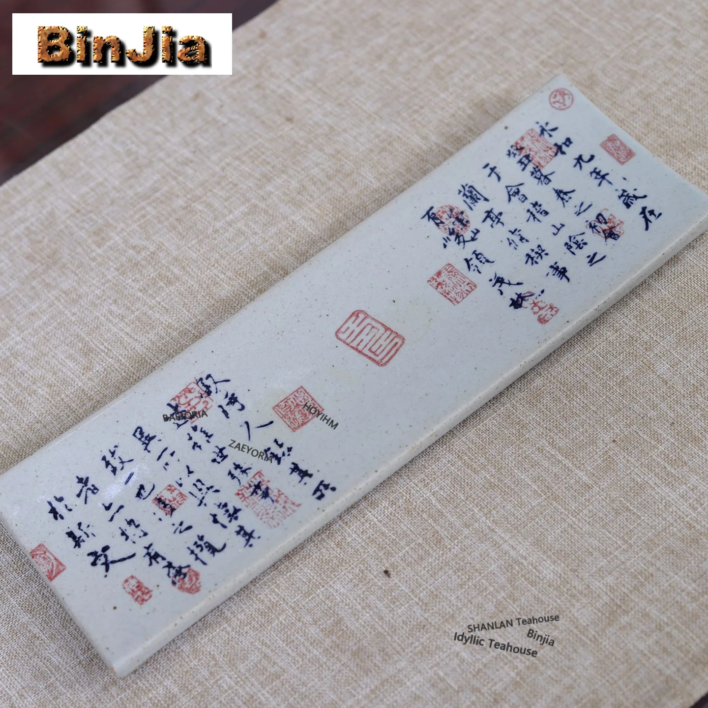 Coarse Pottery Hand Painted Calligraphy Tea Tray Dessert Candy Tray Coffee Storage Board Teapot Support Dishes For Serving Gifts