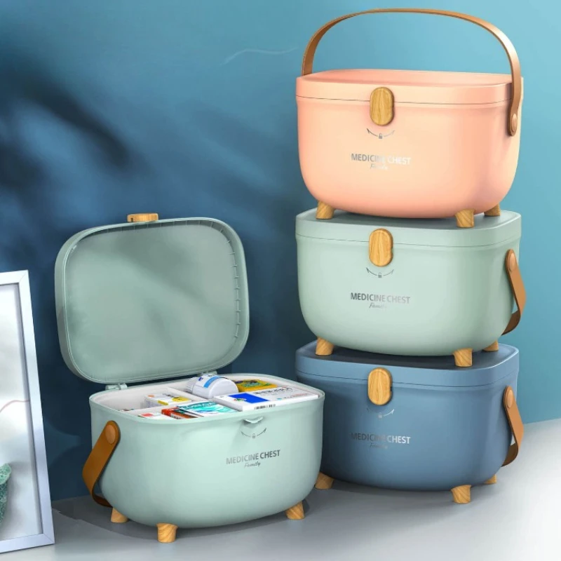 

Medical Storage Box Organizer Double Layer Portable Lock Lid Waterproof First Aid Case Home Travel Large Capacity