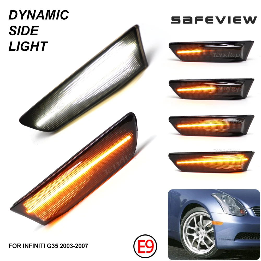 LED Side Marker Lamps Smoked DRL Lens Amber Led  Turn Signal Lights for Nissan Skyline 350GT Infiniti G35 2D Coupe 03-2007