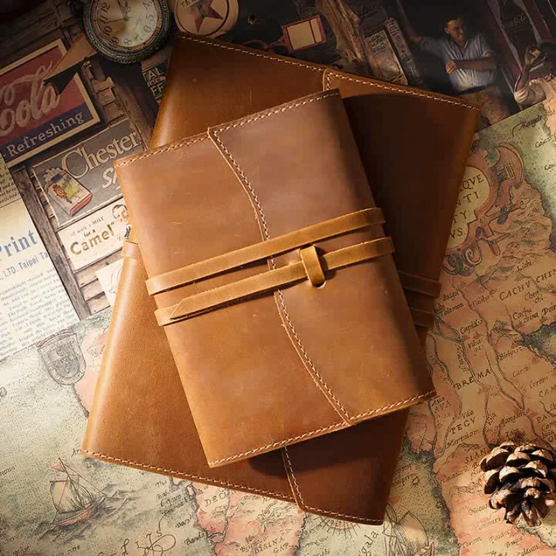 AIGUONIU Genuine Leather Notebook Planner Book Cover A6/A5 Size For MD Diary Original Journal Drawing Sketchbook