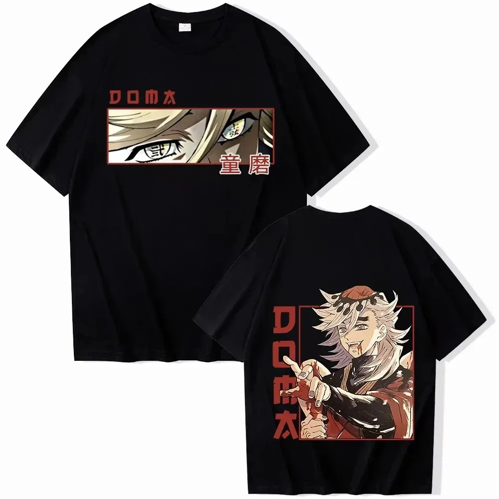 Demon Slayer Douma Unisex Pure Cotton T-shirt 2026 Summer Hot Anime Print Loose Casual Parent-child Short Sleeved Top