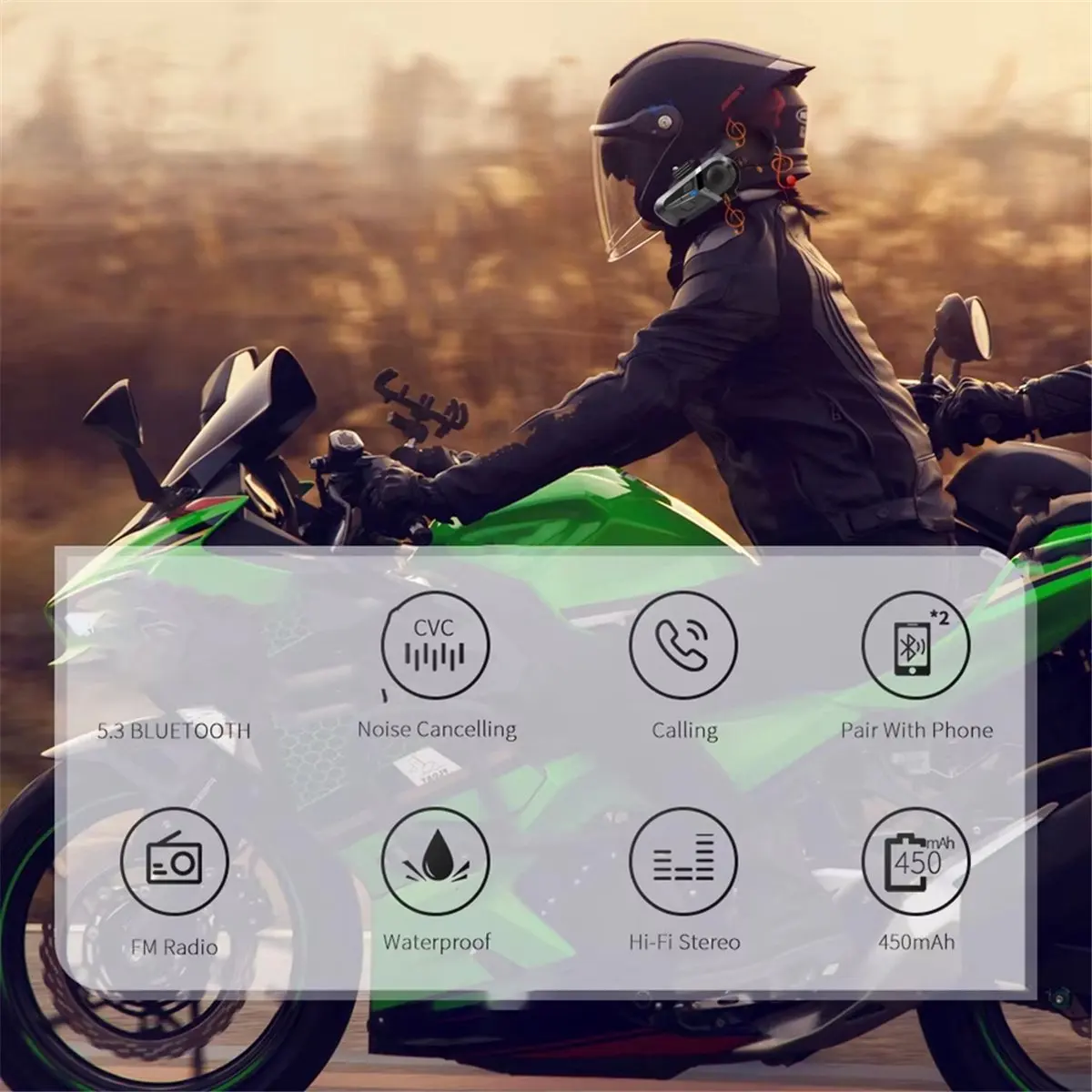New L1 Bluetooth 5.3 Helmet Headset Motorcycle Waterproof Earphone ABS Moto Music Player Speaker