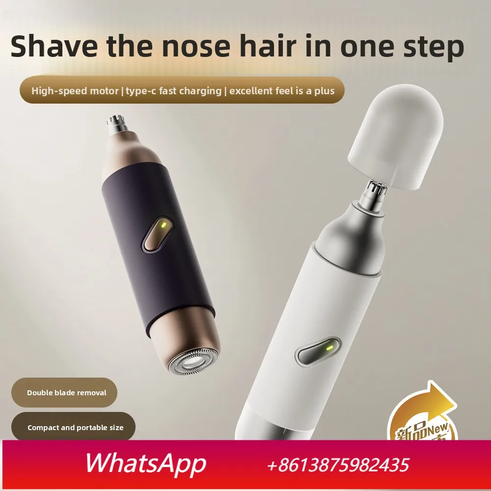 YJQ Portable 2-in-1 Electric Nose Hair Trimmer Portable Mini Multifunctional Double Head Razor