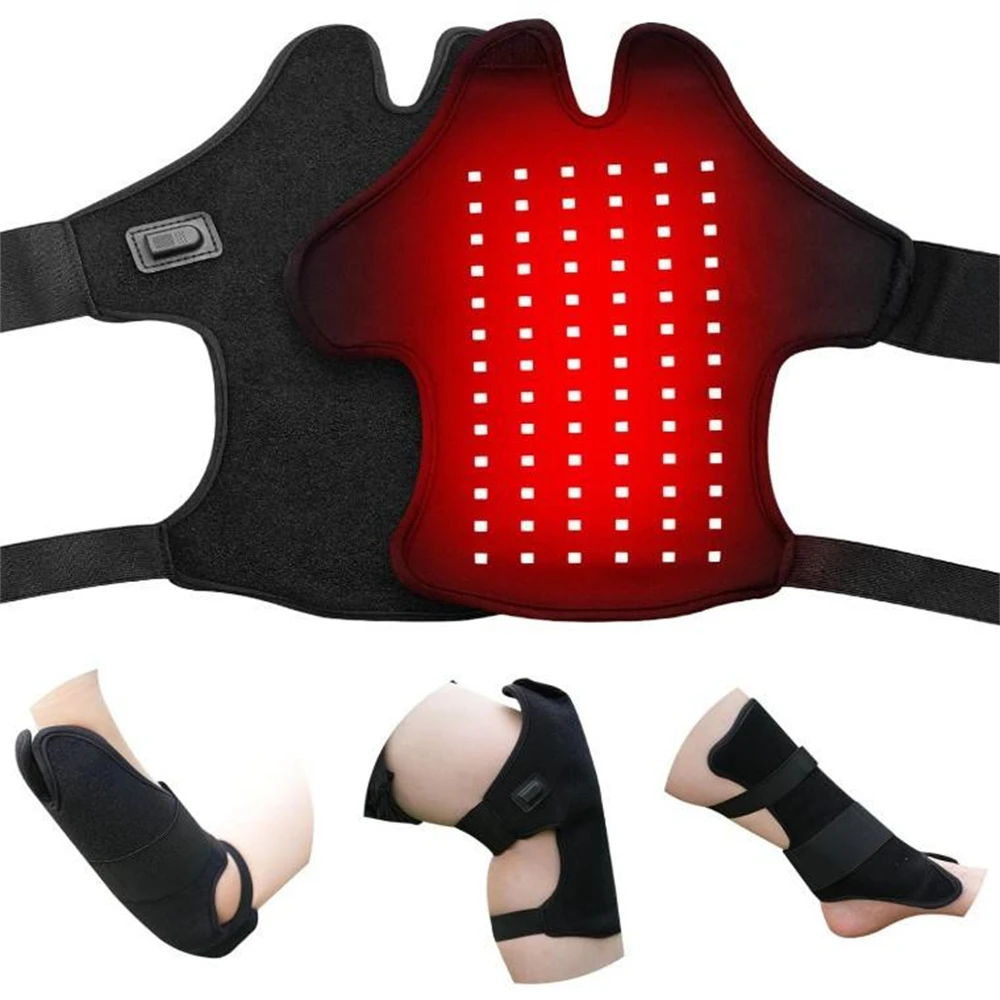 Wearable Red Light Therapy Heating Pad 78 LEDs 660nm 850nm Near Infrared Joint Muscle Pain Relief Belt for Wrist Ankle USB