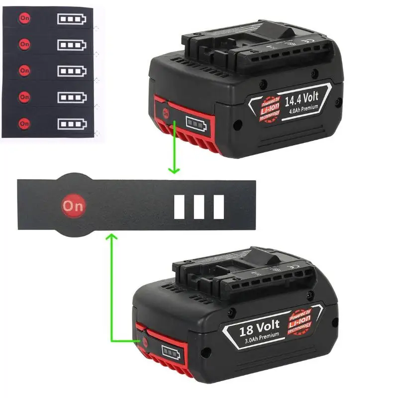 5/10Pcs 14.4V 18V Lithium Battery Case LED Key Sticker Label Tag For Li-ion Battery LED Sticker Label Pack