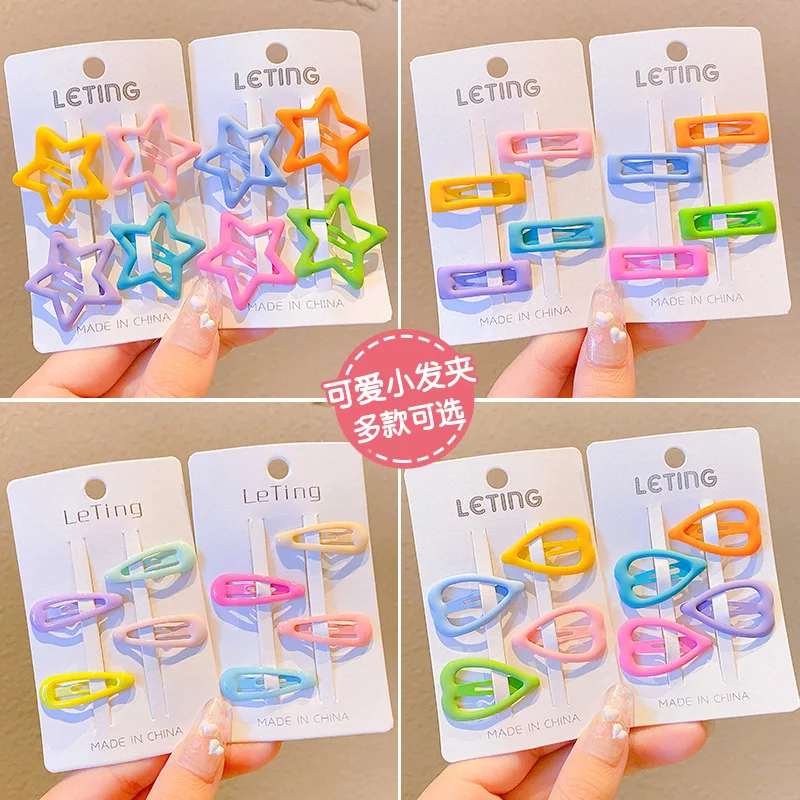 6pcs Kids Hairpins Sweet Candy Color Girls Frosted Pentagram Hairpins Baby Hair Clips Mini Hair Pinshair Kids Accessories