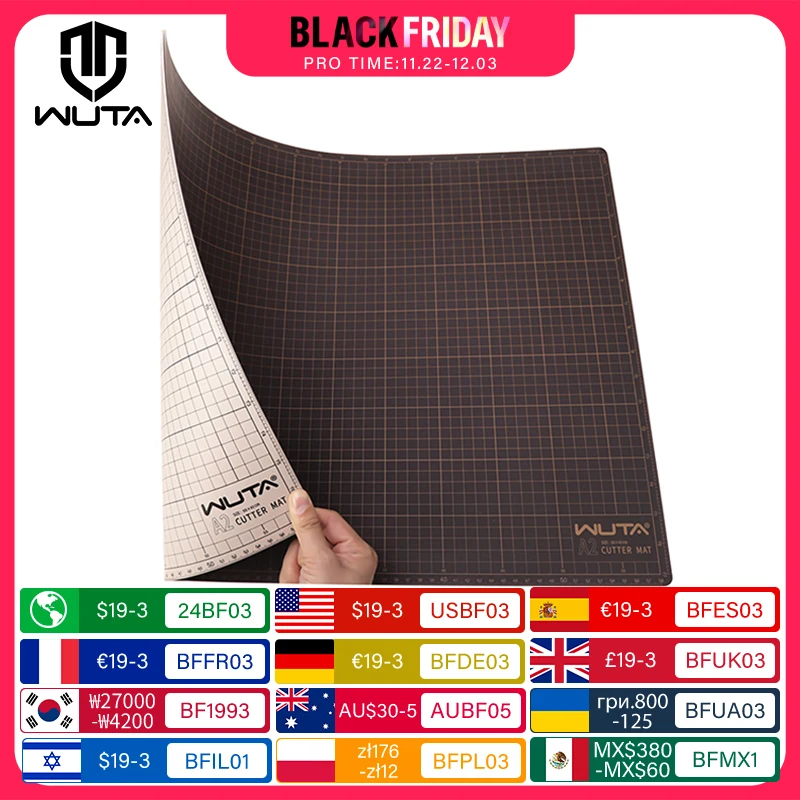 WUTA New Fabric Cutting Mat, Leather Cutting Board A1 A2 A3 A4 A5 Professional Self Healing Quality Double-Sided  Craft Tool Set