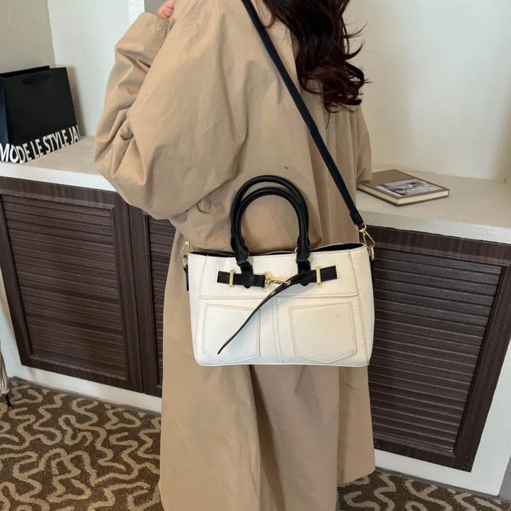 

New Washed Denim Shoulder Bag Large Capacity Belt Buckle Strap Underarm Bag Front Pocket Crossbody Bag Spring Season
