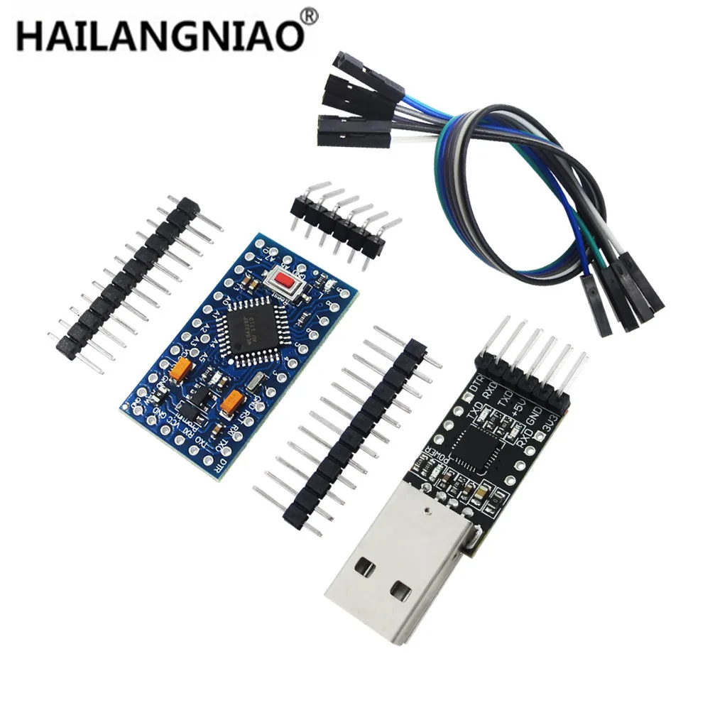 2PCS=1LOT CP2102 Module + 1PCS Pro Mini Module Atmega328 5V 16M Compatible With Nano