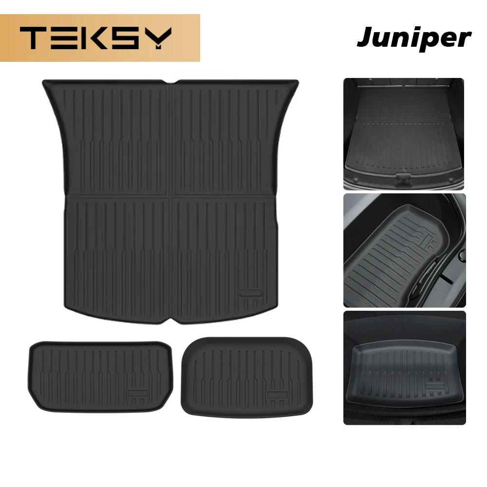 TEKSY Para Tesla Novo Modelo Y 2026 2025 Juniper Tapete de Porta-Malas Dianteiro e Traseiro em TPE Impermeável e Resistente às Intempéries