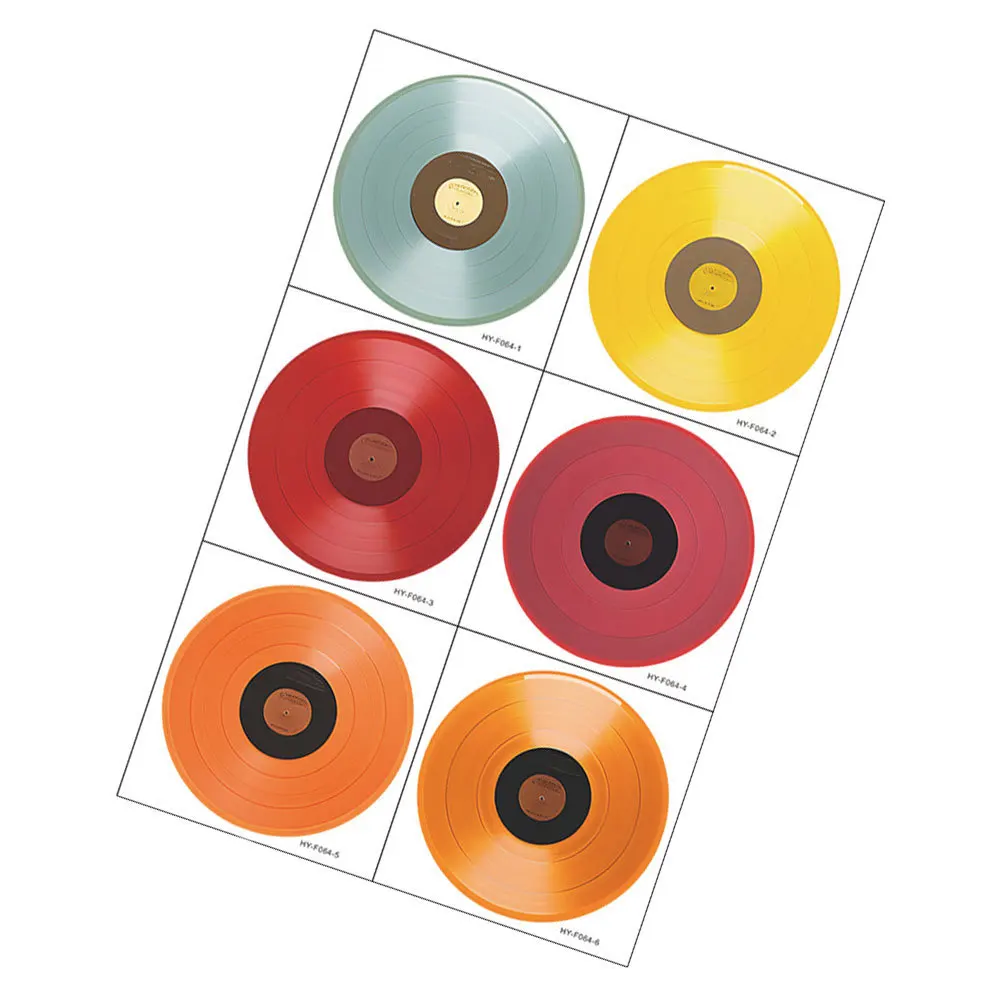 

6Pcs Vinyl Record Wall Sticker Vintage Music Party Room Decor Long Lasting PVC Vinyl Record Art Bedroom Wall Stickers