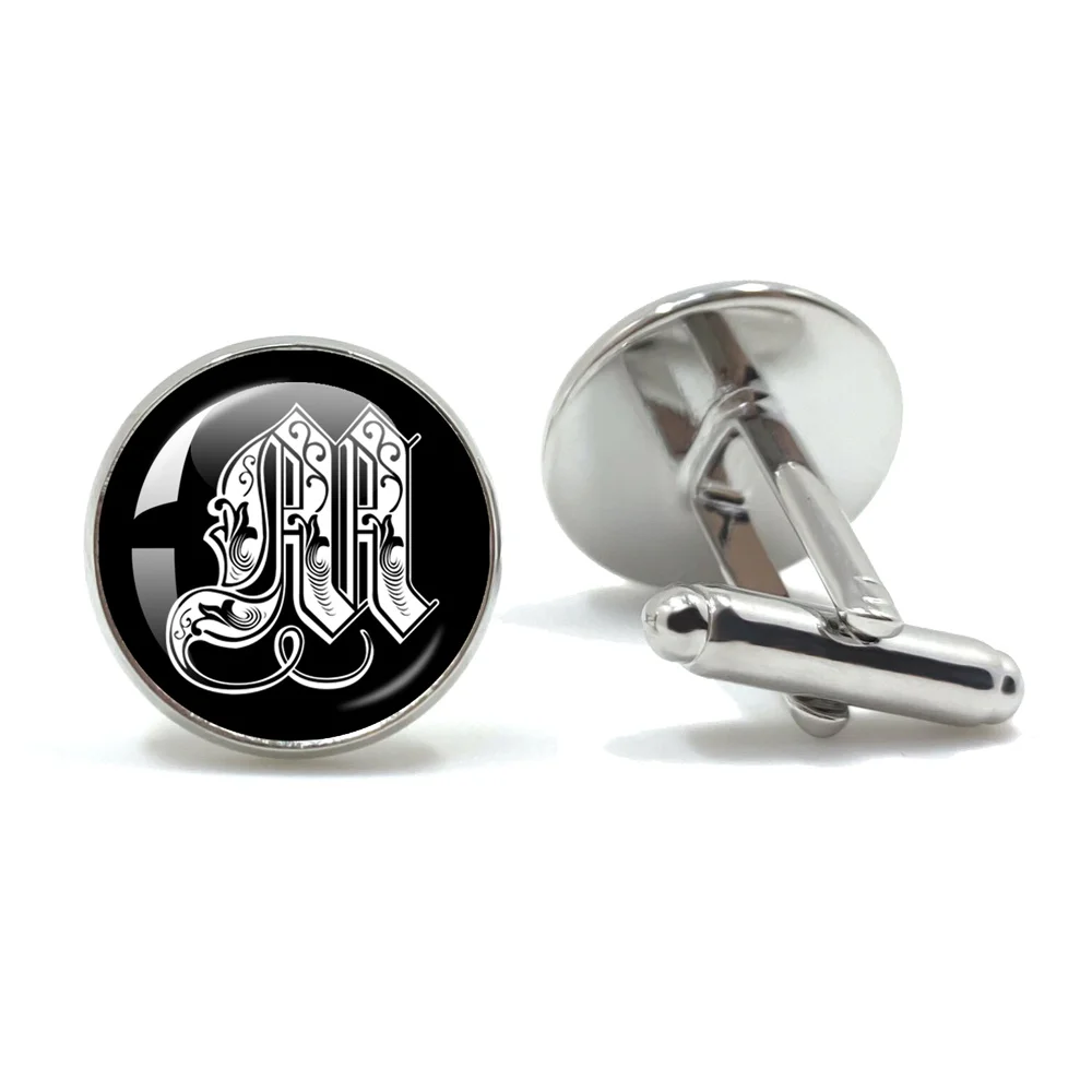 Retro Gothic Alphabet Letters A-Z Cufflinks for Men Luxury Jewelry Shirt Cuff Links French Business Accessories