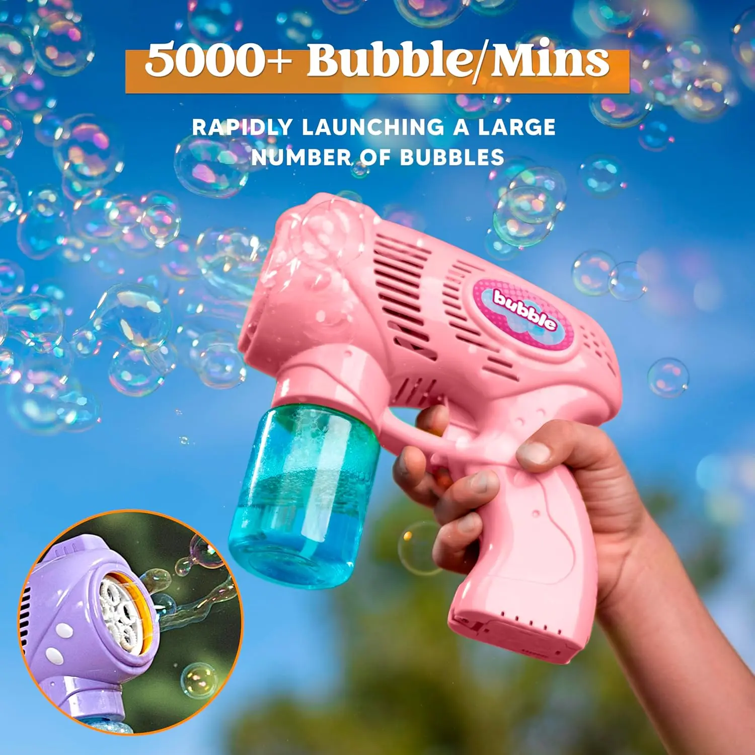 JOYFY 2 Bubble Guns met 2 flessen Navuloplossing Bubble Machine Gun voor kinderen Zomerfeest Buiten Activiteit Verjaardagscadeau