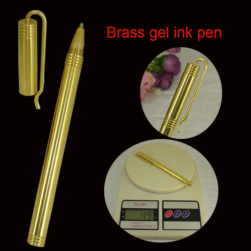 

ACMECN Solid Brass Heavy Pen 47g Copper EDC Pocket Pen 0.5mm Gel ink Signature Pen with Clip Metal Stationery Gifts Camping Tool