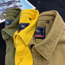 May Khaki heavy heavy heavy cargo shirt men's cotton long sleeve leisure port style retro large size loose coat