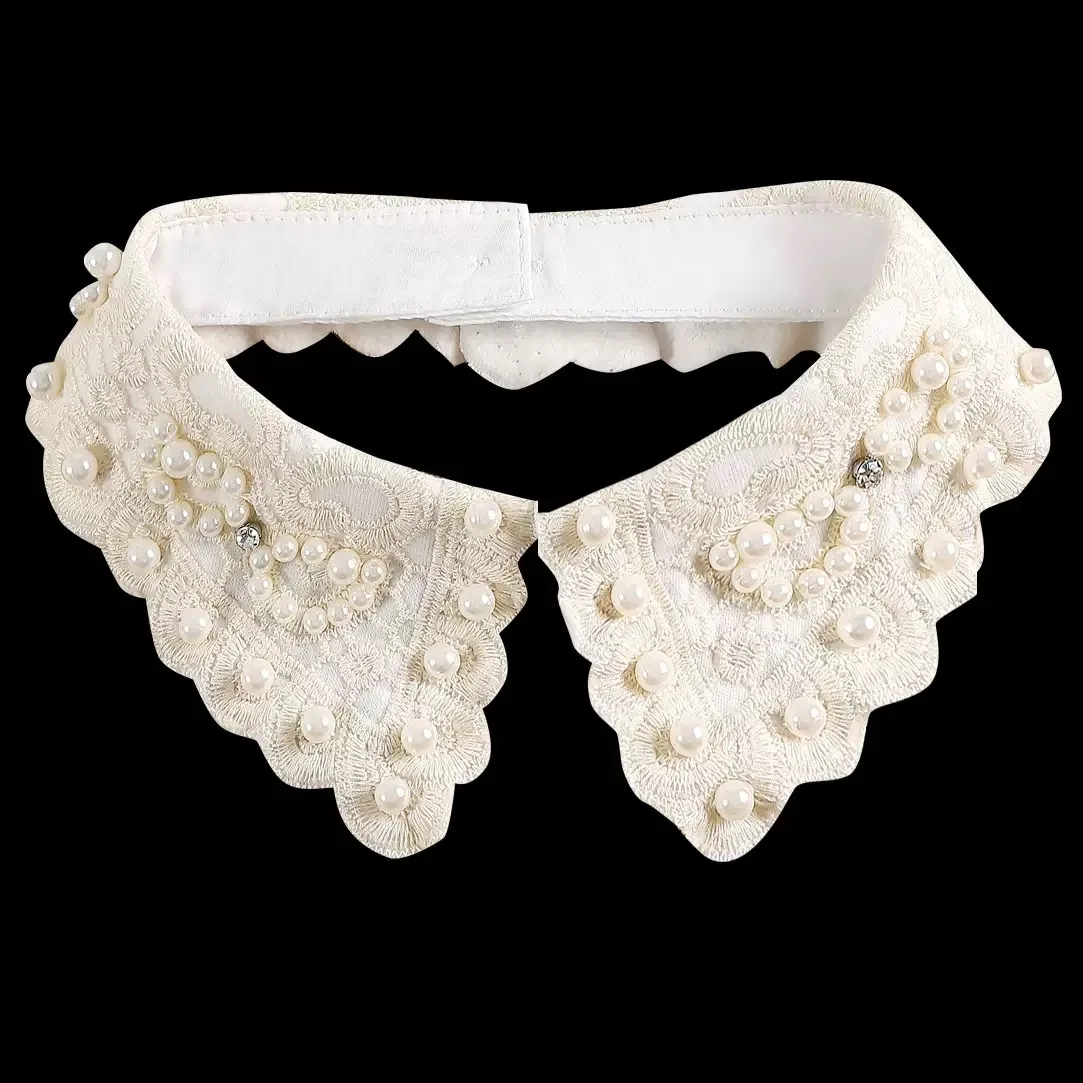 Ladies Women Adult Detachable Shirt Fake Collar Vintage lace pearl False Collar Blouse Neckwear Clothing Accessories wholesale