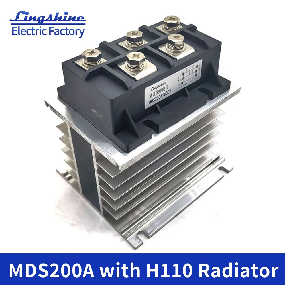 

Three-Phase Rectifier Bridge Module 200A 1600V MDS200-16 MDS200A 1600V Bridge Rectifier with Heat Sink H110