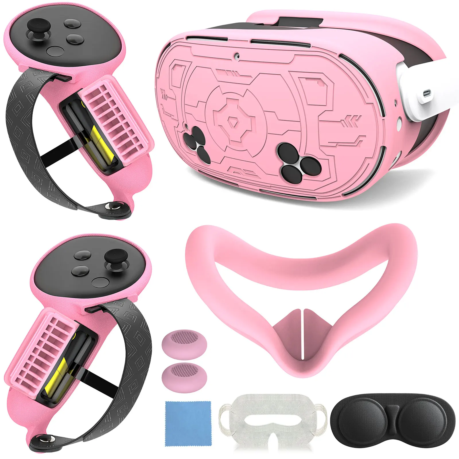 

VR Silicone Protective Cover Set for Meta Quest 3s with Battery Opening Controller Accessories Compatible with VR Shell