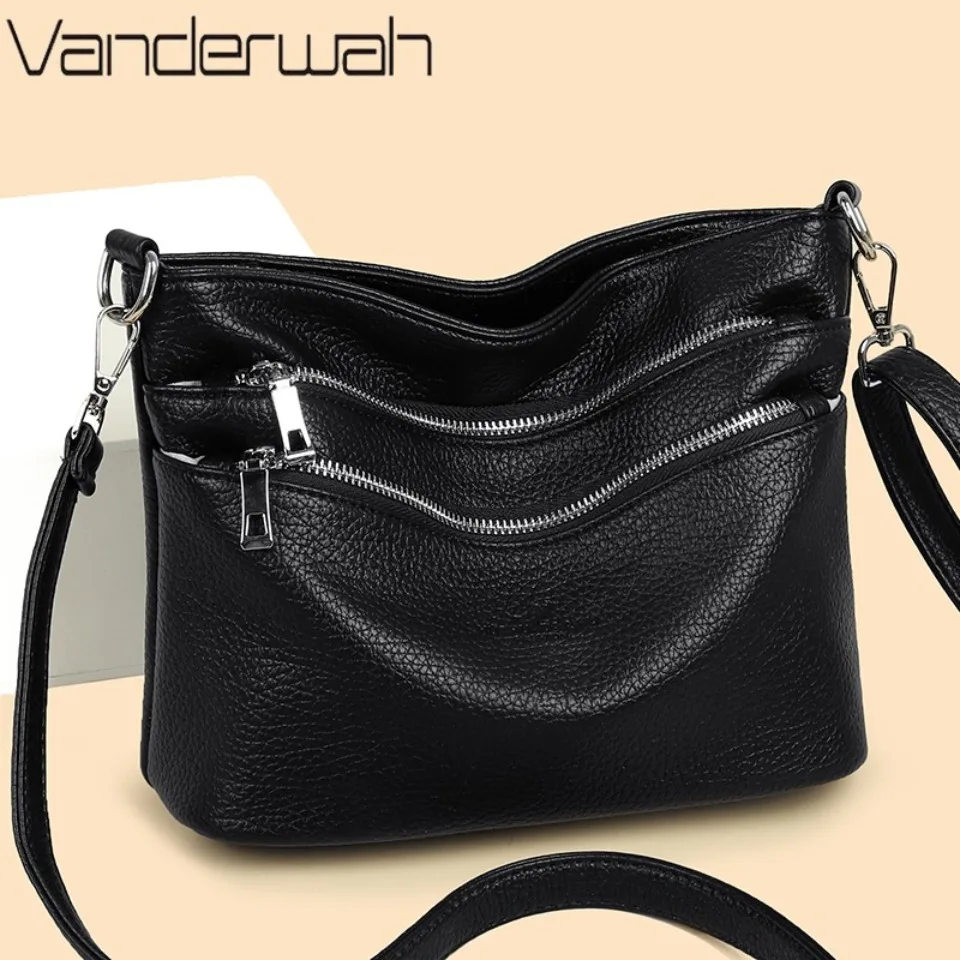 

Genuine Brand Women Shoulder Hand Bags Solid Color Multi-Pocket Designer Top Quality Soft PU Leather Crossbody Bags for Women