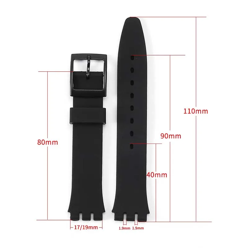 Student silicone watch band accessories compatible for Swatch 17mm 19mm  watch strap men and women rubber sports wristband