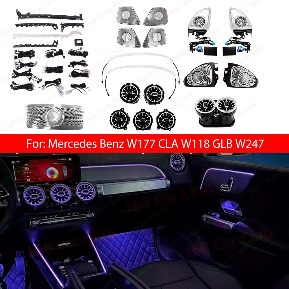 

64 Colors Ambient Light For Mercedes Benz W177 W118 CLA class W247 LED Car Air Vent Turbine Outlet Nozzle Atmosphere Neon Lamp