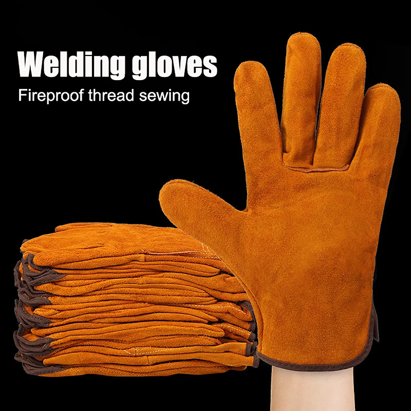 Guantes de trabajo para hombre, piel vacuno suave, conductor, caza, conducción, granja, jardín, guantes de protección de soldadura, resistentes al desgaste y protección fuerte