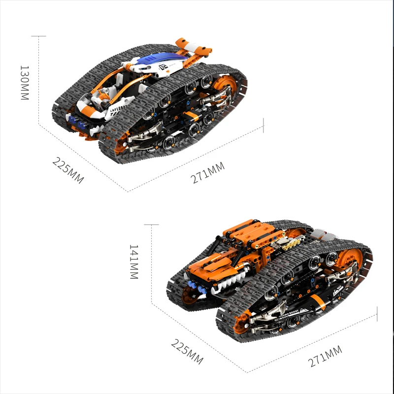 재고 있음 MOC 테크니컬 RC 듀얼 트랙 스포츠카 블록 조립 모델 DIY 장난감 소년용 크리스마스 선물 세트