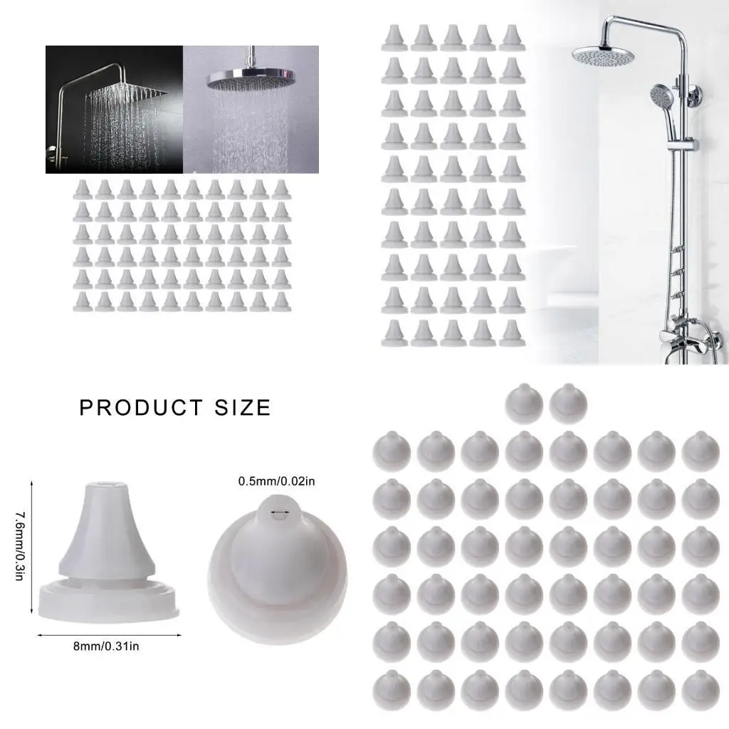

652F 50Pcs Silicone Shower Nozzle Shower Head Sprays Hole Round Tip for Hole 4mm
