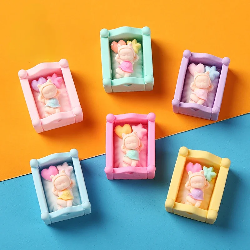 10pcs Kawaii Mini 3D Resin Sleeping Baby Dollhouse Miniatures Statues Figurines for Decoration