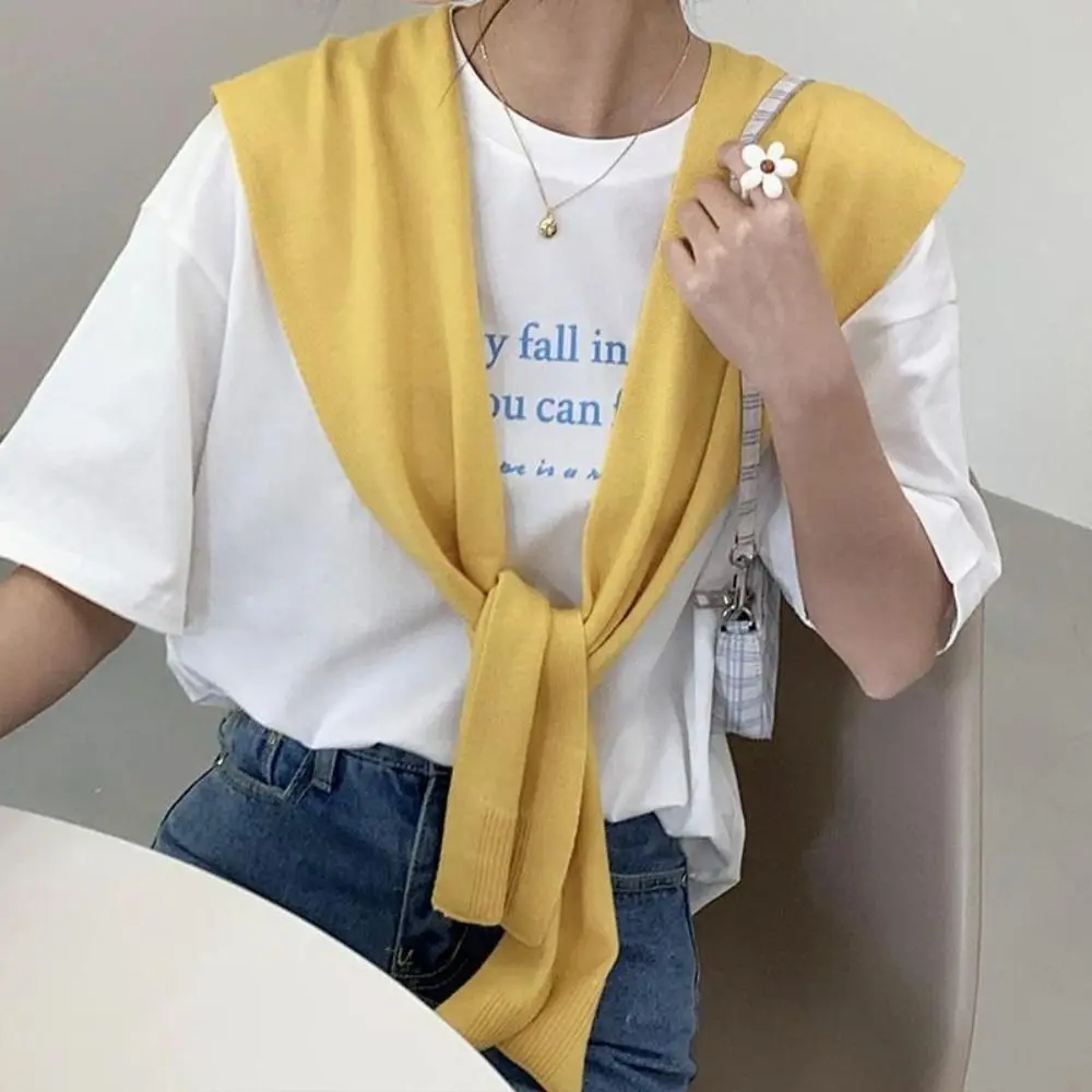 

Elegant Blouse Shoulders Knitted Shawl Cape Solid Color Fake Collar Clothes Decoration Scarf Accessories Knit Scarf Female
