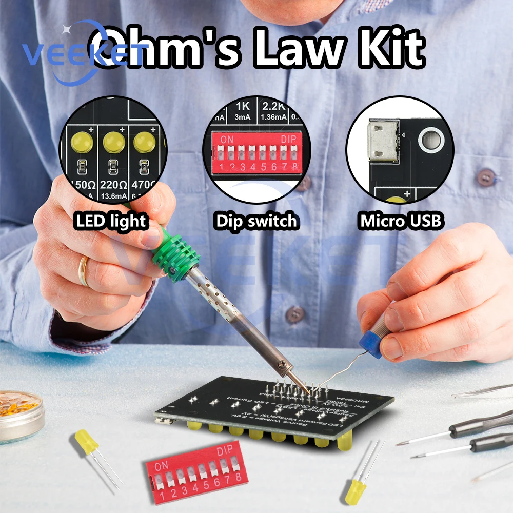 

DIY Soldering Practice Kit Ohm's Law LED Current Testing Electronic Teaching Lab Practical Training Soldering Kit