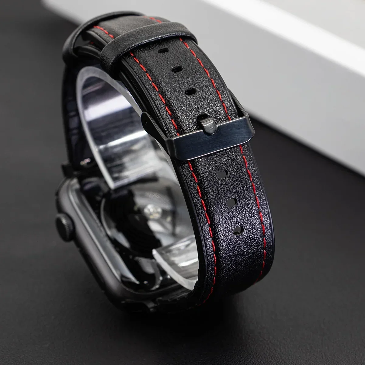 حزام من السيليكون + الجلد لساعة أبل 49/46/45/44/38/40/41 سوار إكسسوارات لسلسلة iWatch Ultra 10 9 8 7 SE 6 5 4