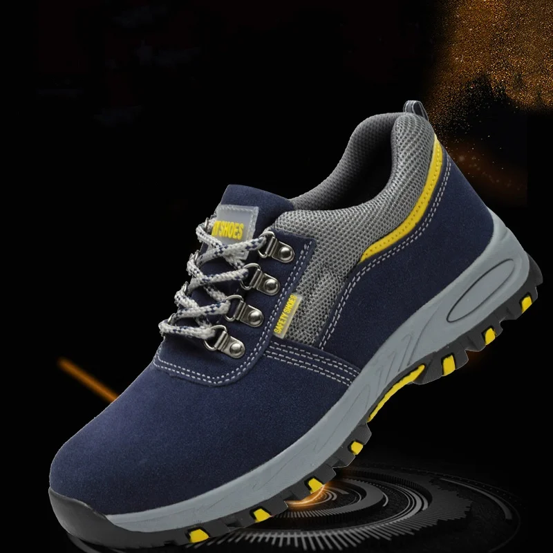 men's fashion steel toe caps shoes cow suede leather safety shoe security working boots construction site worker indestructible