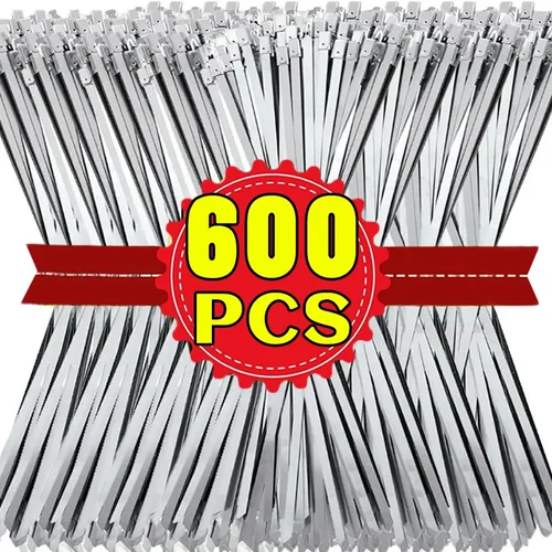 Bridas de Metal para cables, anillos de sujeción autoblocantes de acero inoxidable, correas de amarre para cables de alta resistencia, organizador de envoltura de escape para el hogar y la Oficina