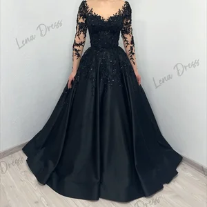 Vestidos de noite pesados de renda bordada personalizados, vestidos pretos de luxo para ocasiões especiais, saia longa linha, vestido de gala 10 principais vendas vestido longo de festa bordado - №2
