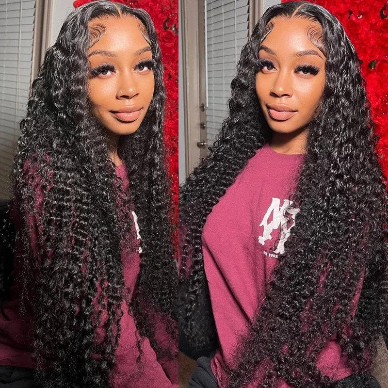 Curly Bundles Human Hair With Closure Transparent Lace 30 32 inch Bundles With Frontal Deep Wave 100% Human Hair Extensions