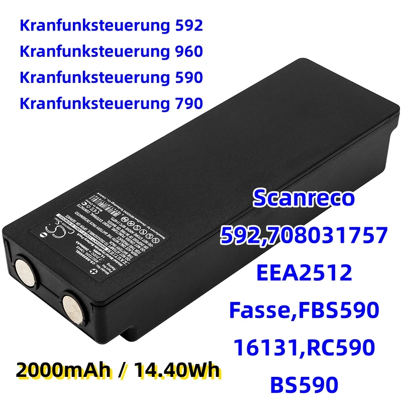 

Сменный аккумулятор для Scanreco:592,708031757,EEA2512,Kranfunuerung 592 (960,590,790),Fasse,FBS590,16131,RC590,BS590-3000 мАч