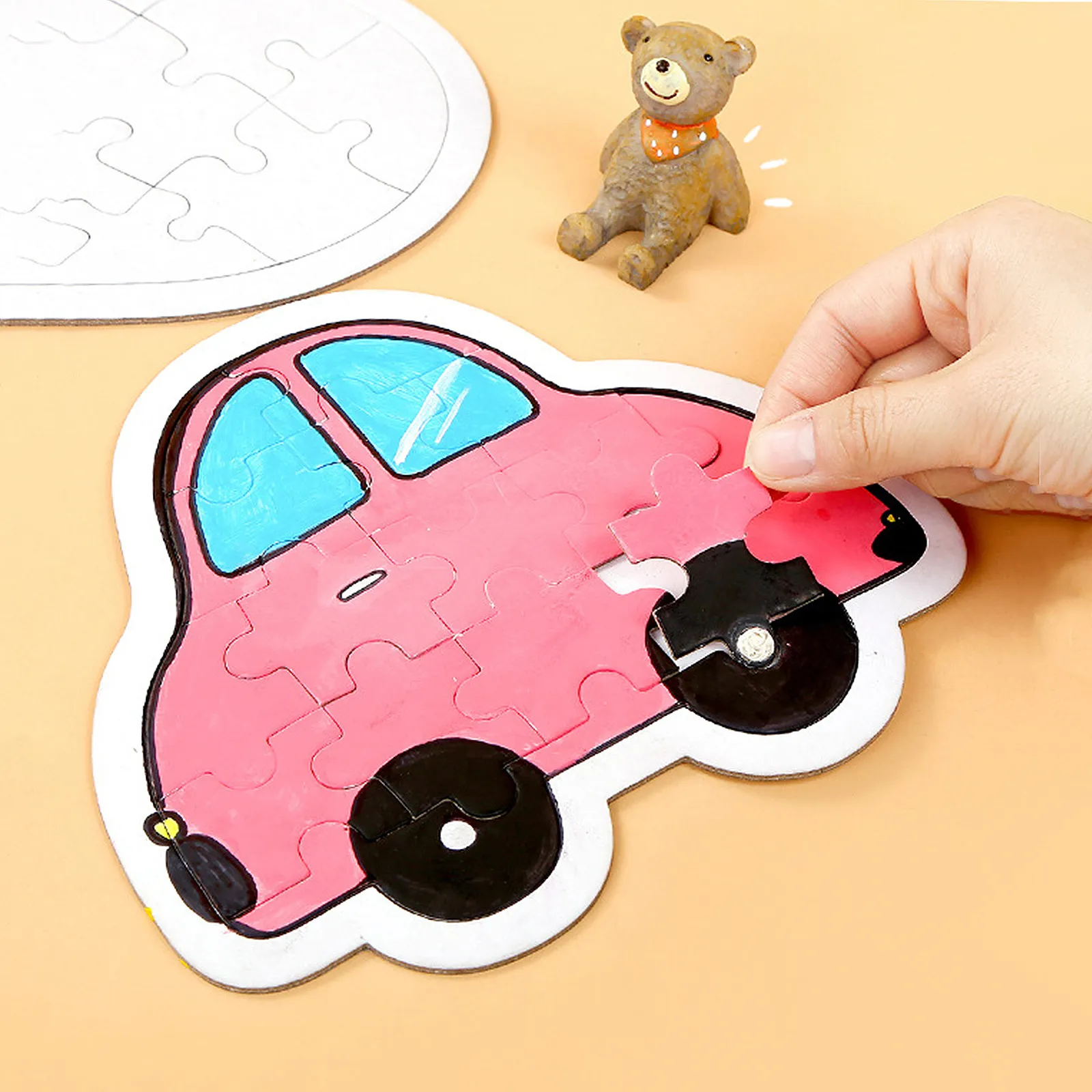 

6Pcs Kid Friendly Blank Puzzle Paper DIY Drawing Kit Cartoon Graffiti Craft Art Project Safe Rounded Edges Reusable Fun Learning