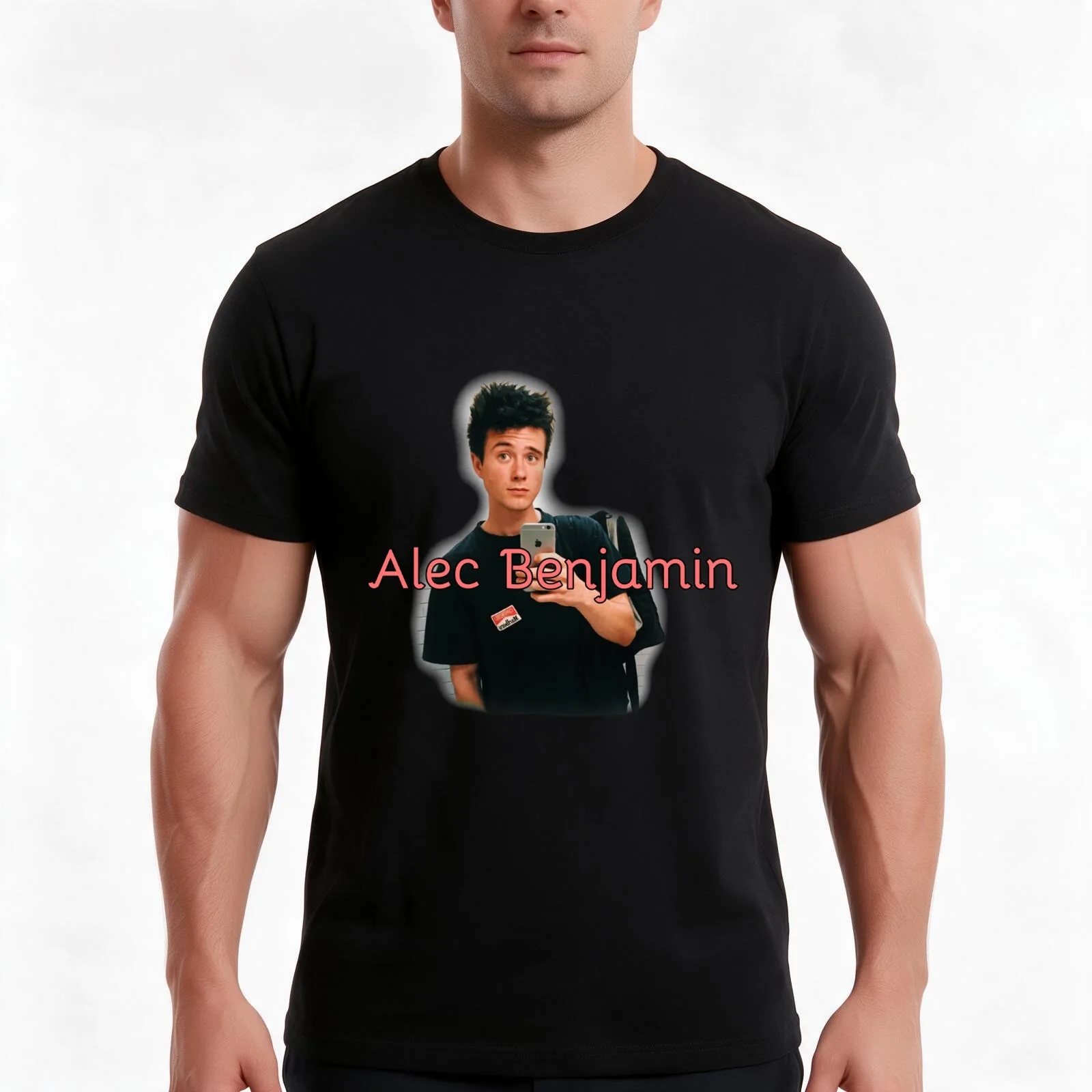 Alec Benjamin - name and picture T-Shirt, Summer Casual Cotton Tee, Oversized Streetwear Tops, Vintage Graphic Print
