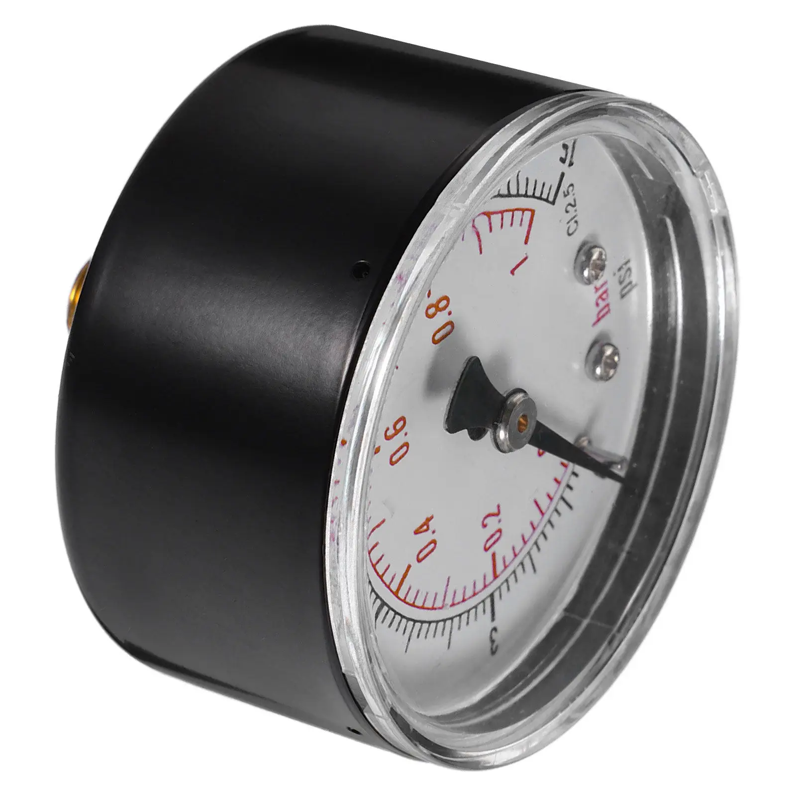 Pressure Gauge 0 to 15 PSI 0 to 1 Bar High Precision NPT for Compressed Air Water Oil Gas Clear Dial