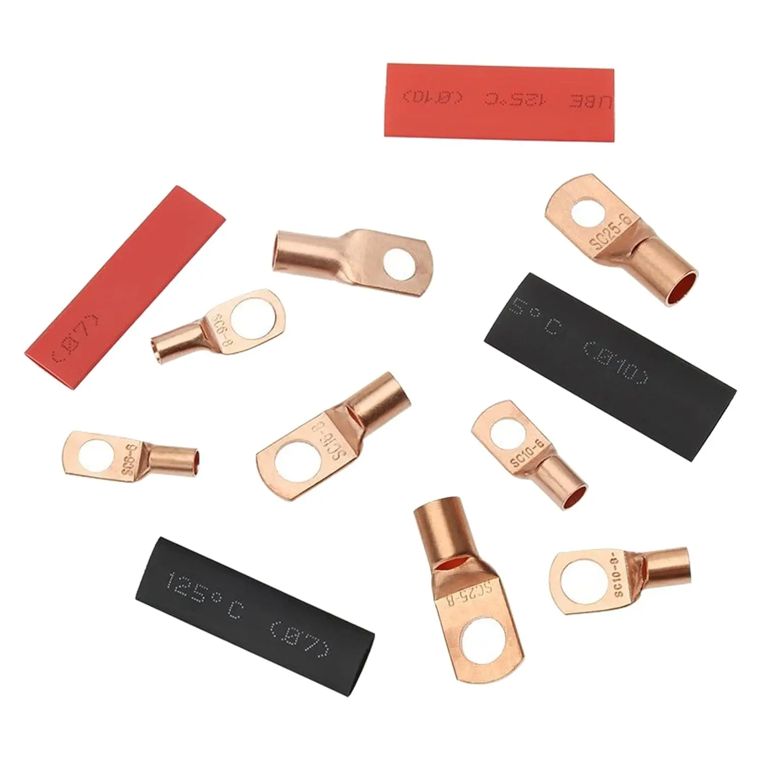 120Pcs Copper Wire Lugs AWG2 4 6 8 10 12 with Heat Shrink Set Battery Cable Lugs Battery Cable Ends Ring Terminals Connectors image 2