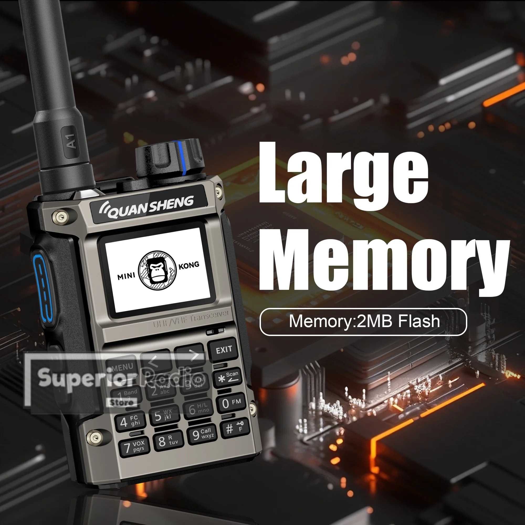Quansheng UV-K1(8) Walkie Talkie Mini Kong 2MB Flash USB-C Charging and Programming AM DIY Power On Photo 1400/2500mAh Scrambler