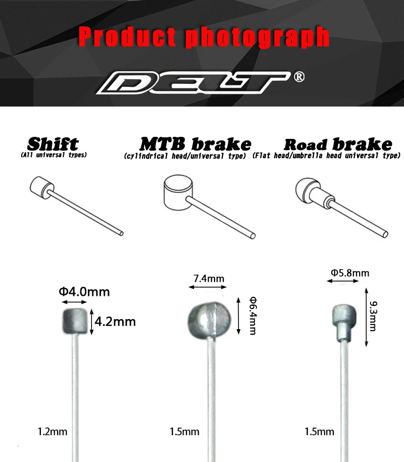 10pcs MTB Road Bike Bicycle Shift & Brake Cable Derailleur Galvanized steel Inner Core  900/1100/1800/2050/2500mm Parts