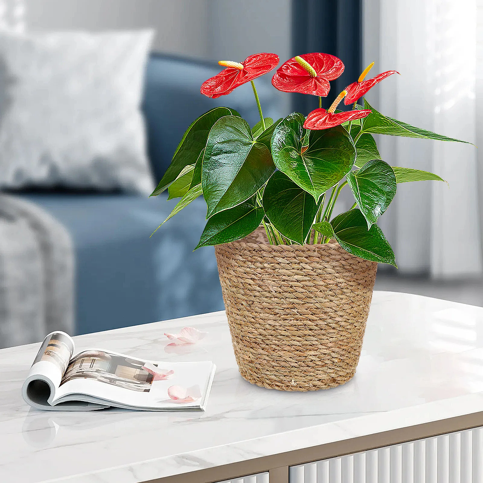 

Woven Flower Pot Large Size Decorative Planter Basket for Indoor Plants Straw Weaving Durable Home Supplies Gardening