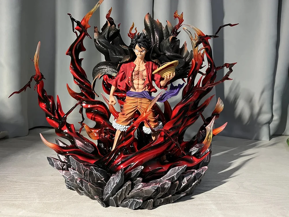 Genuíno 40cm uma peça macaco d. Luffy gk haoushoku haki anime figura de ação modelo colecionável luminescência resina estátua presente