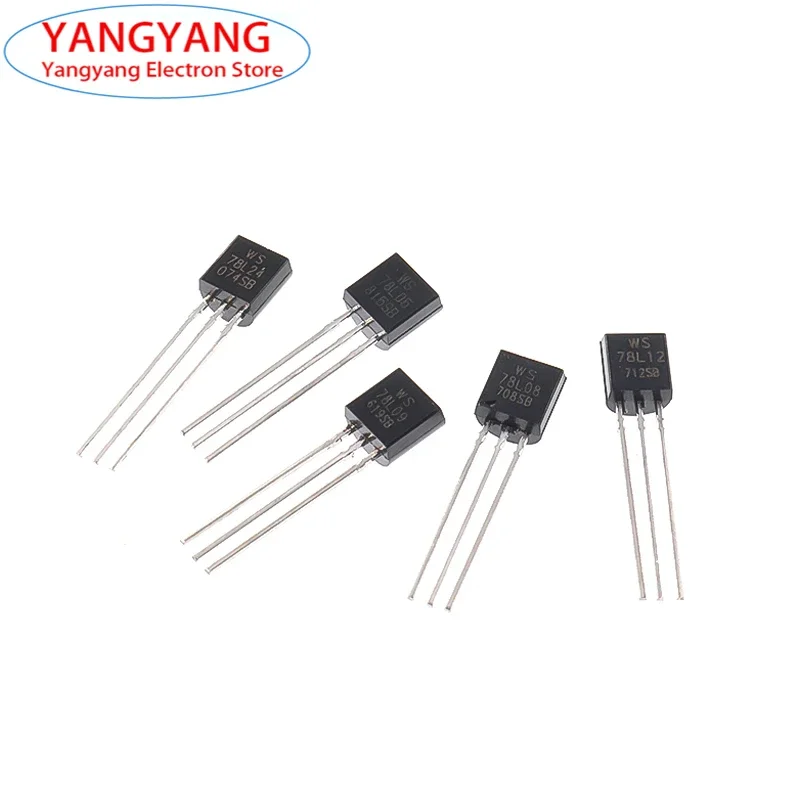 Regulador de potência regulado terminal três, novo, 78L05, 78L08, 78L09, 78L12, 78L24, DC Triode para-92, 10pcs