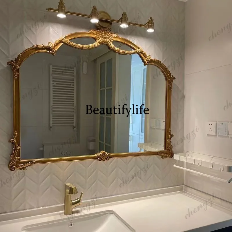 HR French bathroom mirror retro old dressing European bathroom makeup mirror bedroom fitting mirror