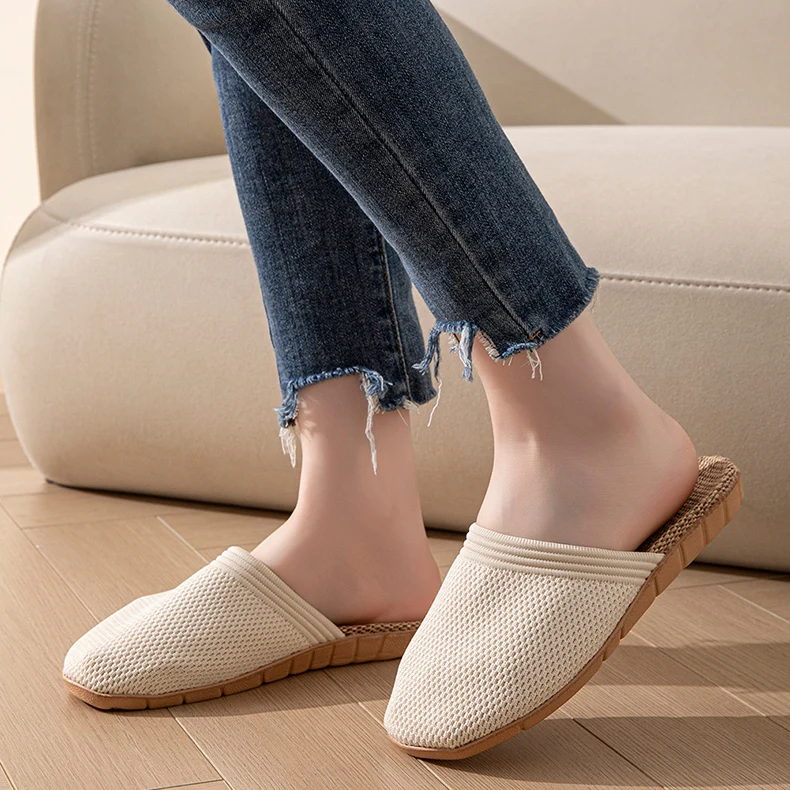 Mesh Casual Hausschuhe Damen Hause Weiche Designer frauen Sandalen Sommer 2025, Hanf Elegante Dias Mode Indoor Schuhe Große Größe – Detail 6