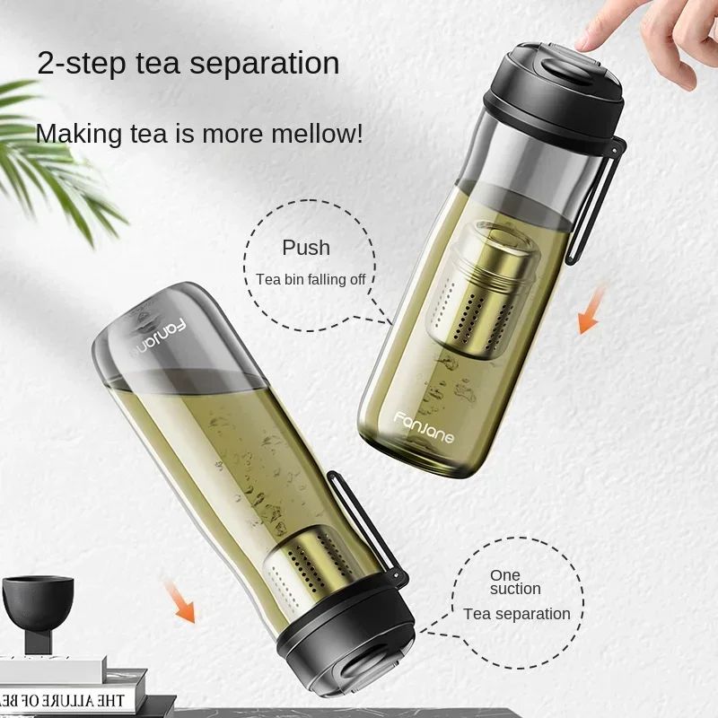 FANJANE Magnetic Tea Cup with Magnet Tea Infuser -20 to 100℃ BPA FREE 1000ml Sport TRITAN Plastic Water Bottle Cup with Filter