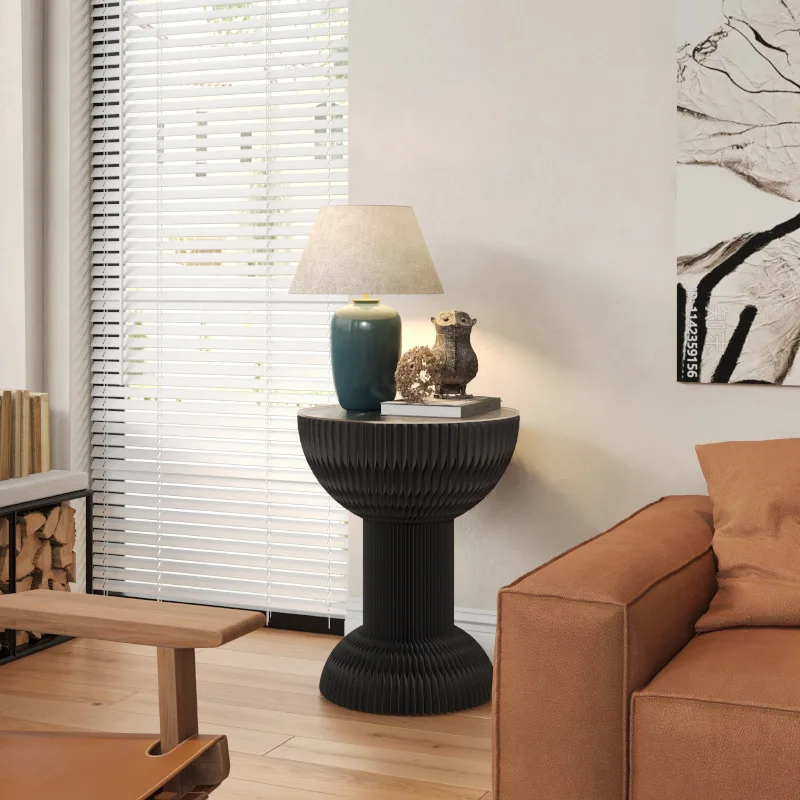

Round Kraft Paper Coffee Table Modern Design Organ Folding Paper Side Table Bedroom Dormitory Office Living Room Coffee Table